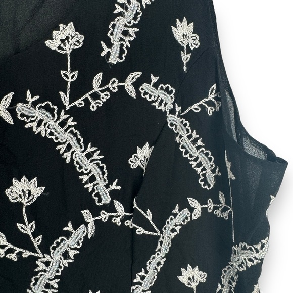 Papell Vintage 100% Silk Top Womens‎ Size XL 80s 90s Embroidered Beaded Glam - Picture 4 of 8